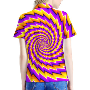 Yellow Twisted Moving Optical Illusion Women's Polo Shirt