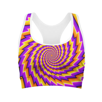 Yellow Twisted Moving Optical Illusion Women's Sports Bra