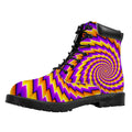 Yellow Twisted Moving Optical Illusion Padded Collar Lace Up Boots