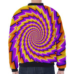 Yellow Twisted Moving Optical Illusion Zip Sleeve Bomber Jacket