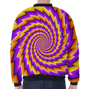 Yellow Twisted Moving Optical Illusion Zip Sleeve Bomber Jacket