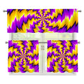 Yellow Vortex Moving Optical Illusion 3 Piece Kitchen Curtains