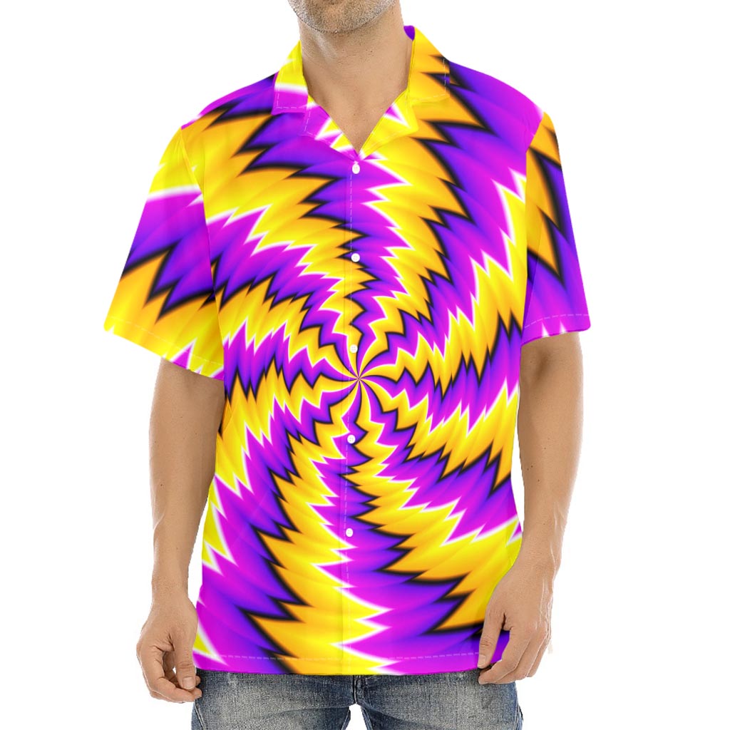 Yellow Vortex Moving Optical Illusion Aloha Shirt