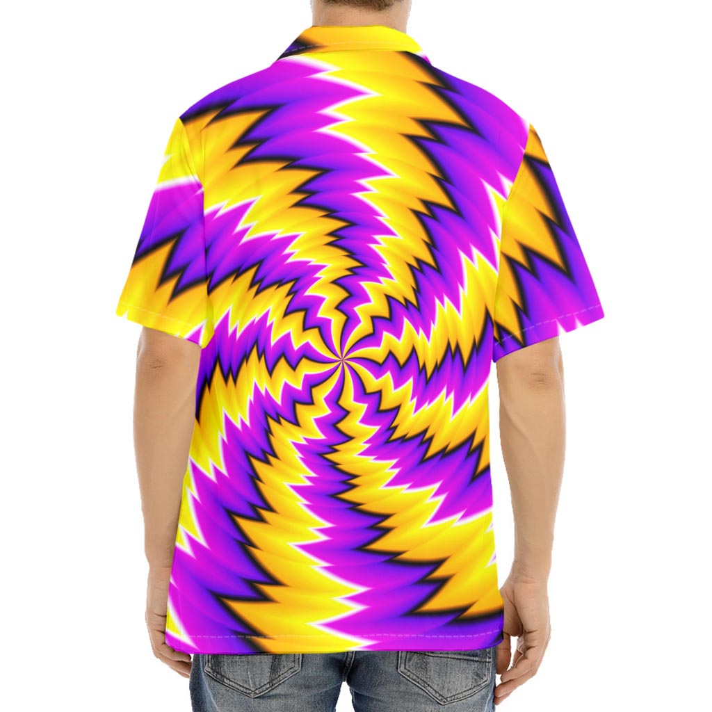 Yellow Vortex Moving Optical Illusion Aloha Shirt