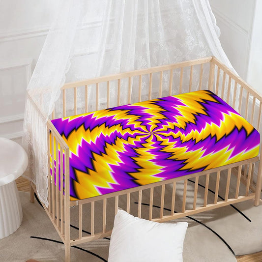 Yellow Vortex Moving Optical Illusion Baby Crib Sheet
