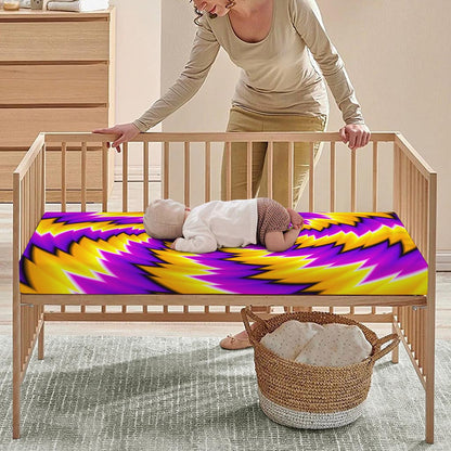 Yellow Vortex Moving Optical Illusion Baby Crib Sheet