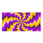Yellow Vortex Moving Optical Illusion Beach Towel