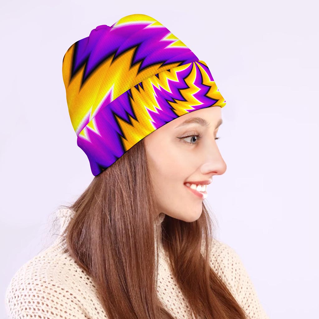 Yellow Vortex Moving Optical Illusion Beanie