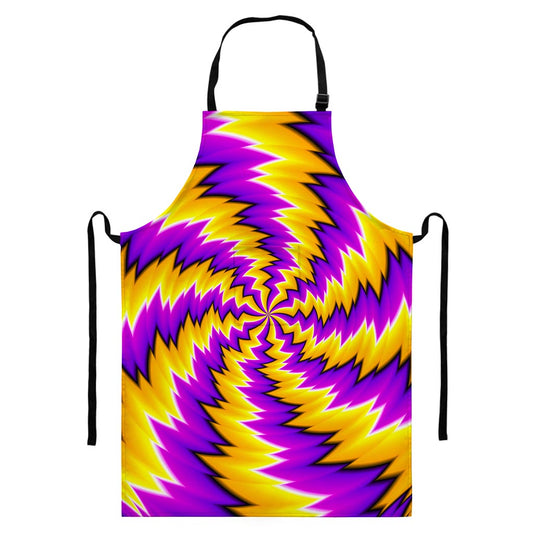 Yellow Vortex Moving Optical Illusion Bib Apron With Pocket
