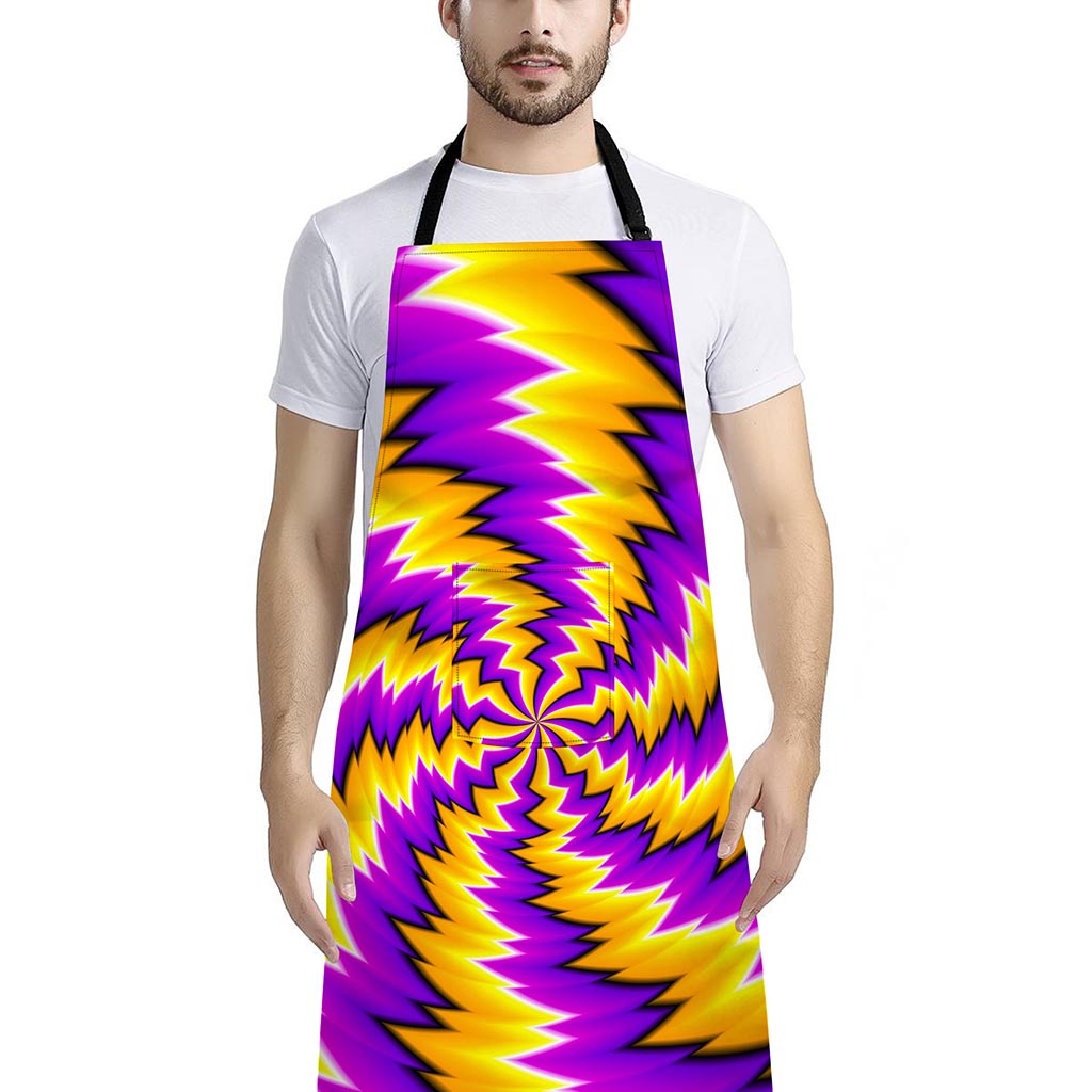Yellow Vortex Moving Optical Illusion Bib Apron With Pocket