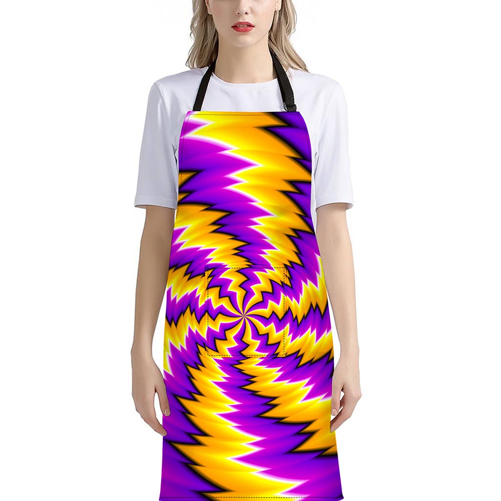 Yellow Vortex Moving Optical Illusion Bib Apron With Pocket