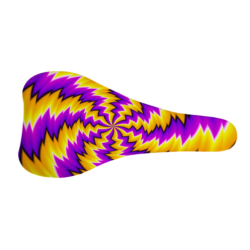 Yellow Vortex Moving Optical Illusion Bicycle Seat Cover