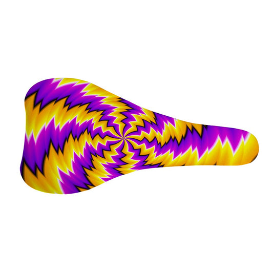 Yellow Vortex Moving Optical Illusion Bicycle Seat Cover