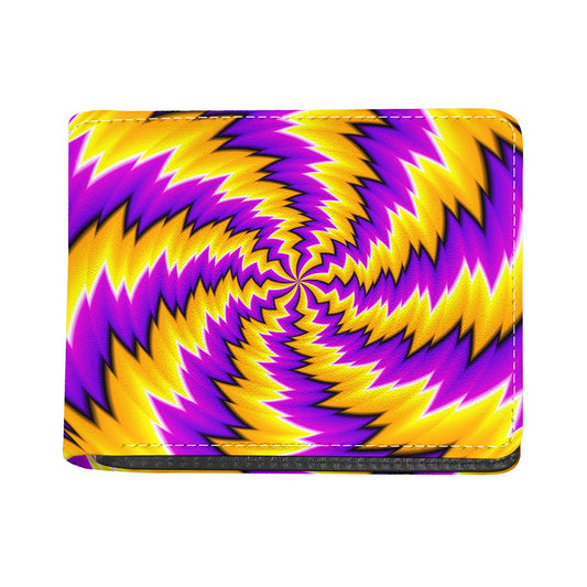 Yellow Vortex Moving Optical Illusion Bifold Wallet