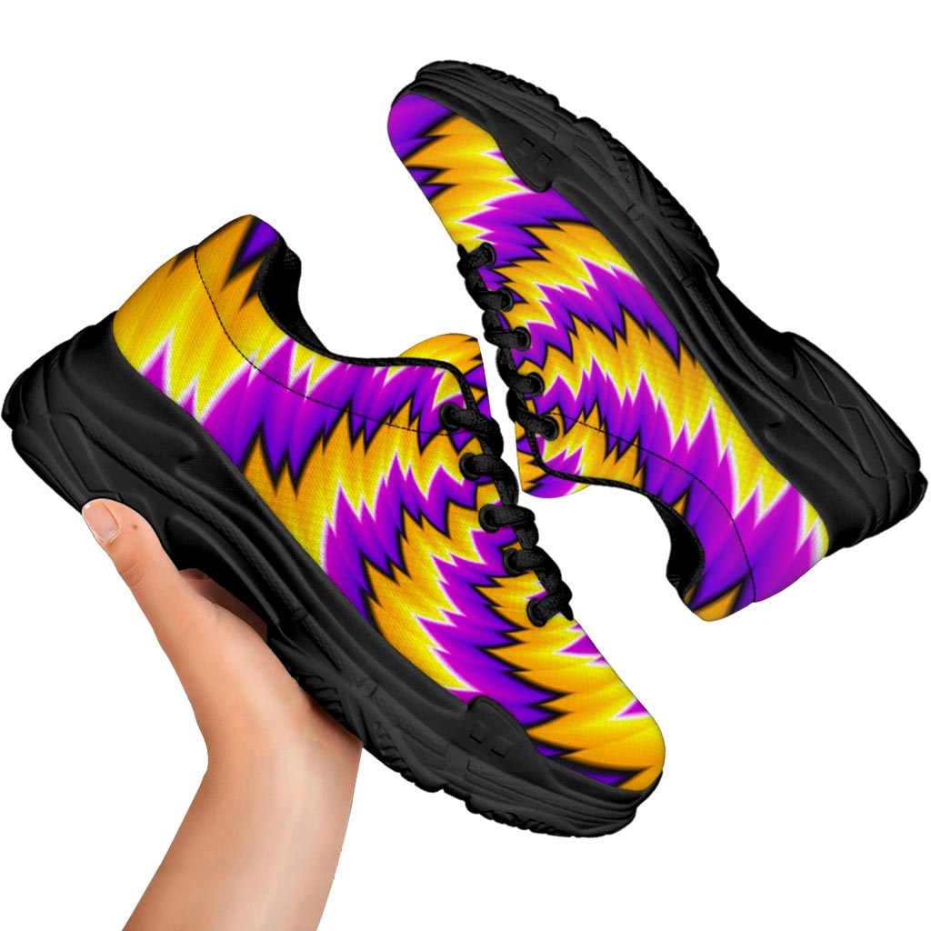 Yellow Vortex Moving Optical Illusion Black Chunky Shoes