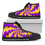 Yellow Vortex Moving Optical Illusion Black High Top Sneakers
