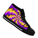 Yellow Vortex Moving Optical Illusion Black High Top Sneakers