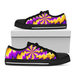 Yellow Vortex Moving Optical Illusion Black Low Top Sneakers