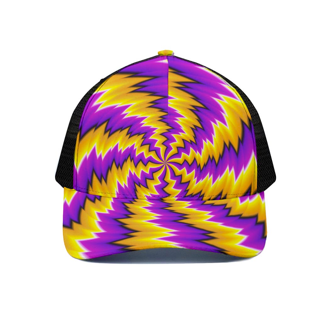 Yellow Vortex Moving Optical Illusion Black Mesh Trucker Cap