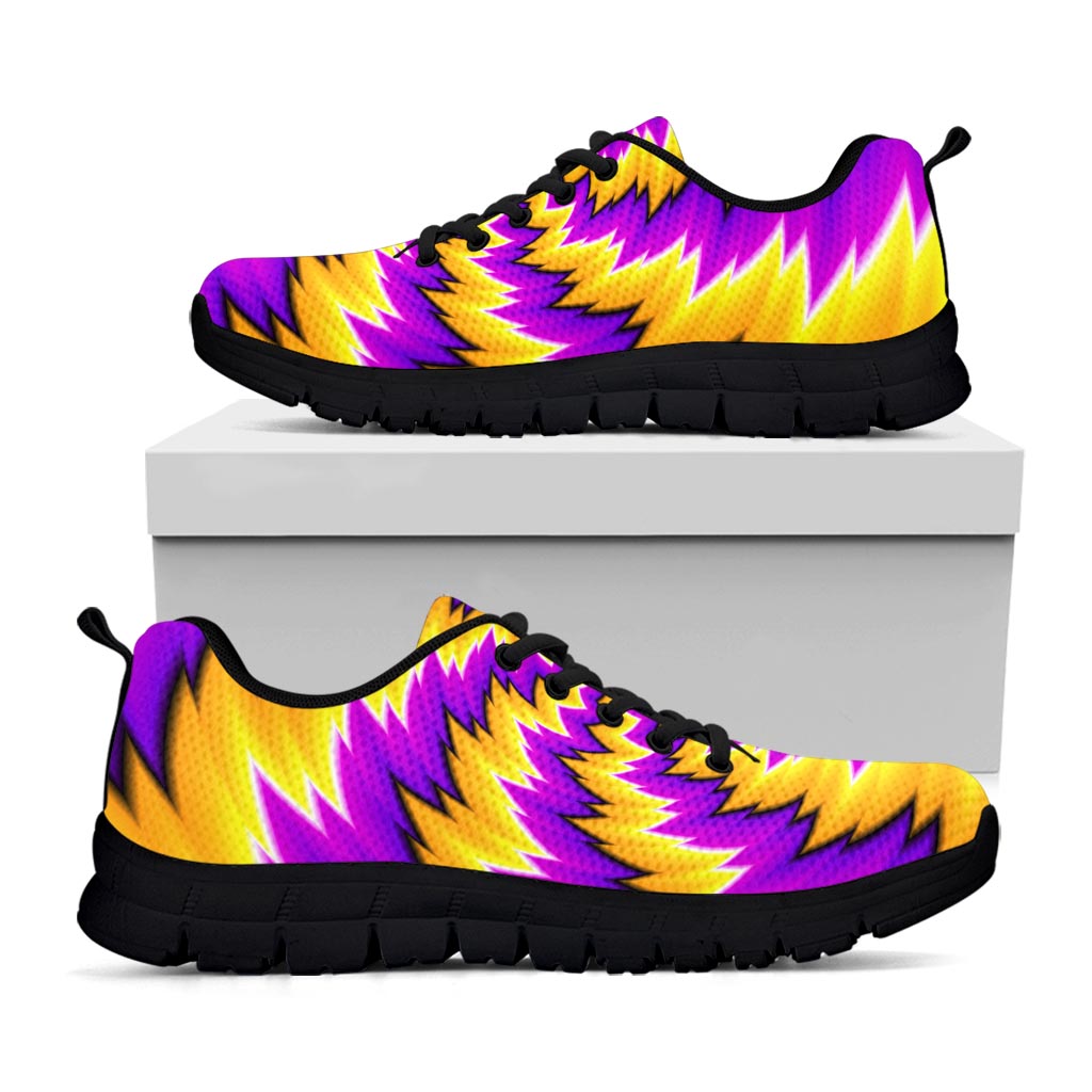 Yellow Vortex Moving Optical Illusion Black Running Shoes