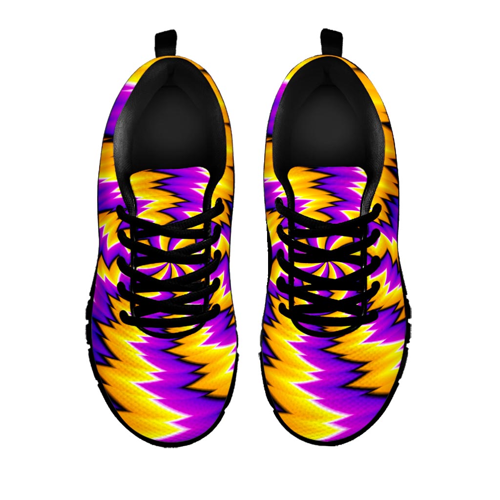 Yellow Vortex Moving Optical Illusion Black Running Shoes