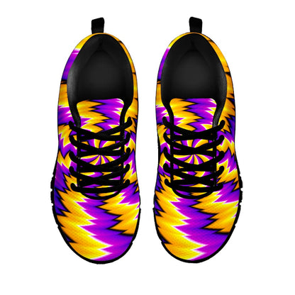 Yellow Vortex Moving Optical Illusion Black Running Shoes