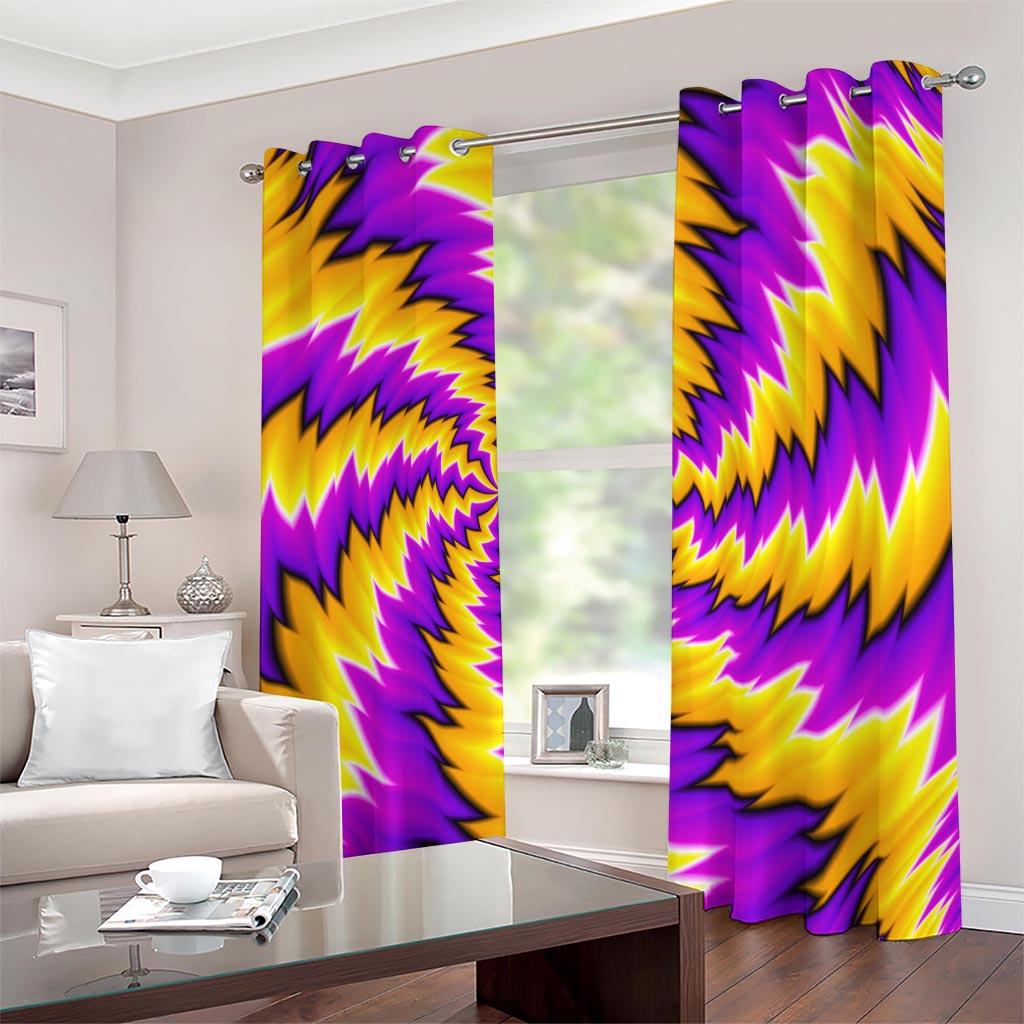 Yellow Vortex Moving Optical Illusion Blackout Grommet Curtains