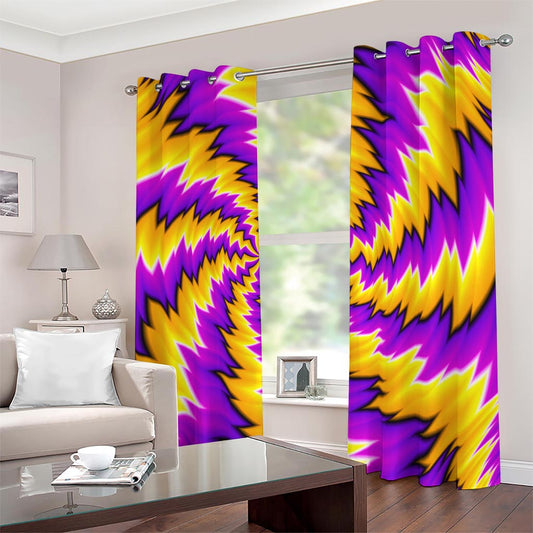 Yellow Vortex Moving Optical Illusion Blackout Grommet Curtains