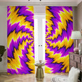 Yellow Vortex Moving Optical Illusion Dimout Pencil Pleat Curtains
