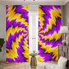 Yellow Vortex Moving Optical Illusion Blackout Pencil Pleat Curtains