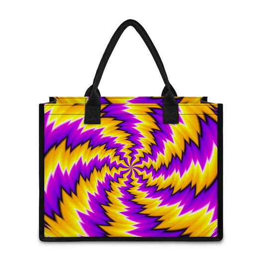 Yellow Vortex Moving Optical Illusion Canvas Tote Bag
