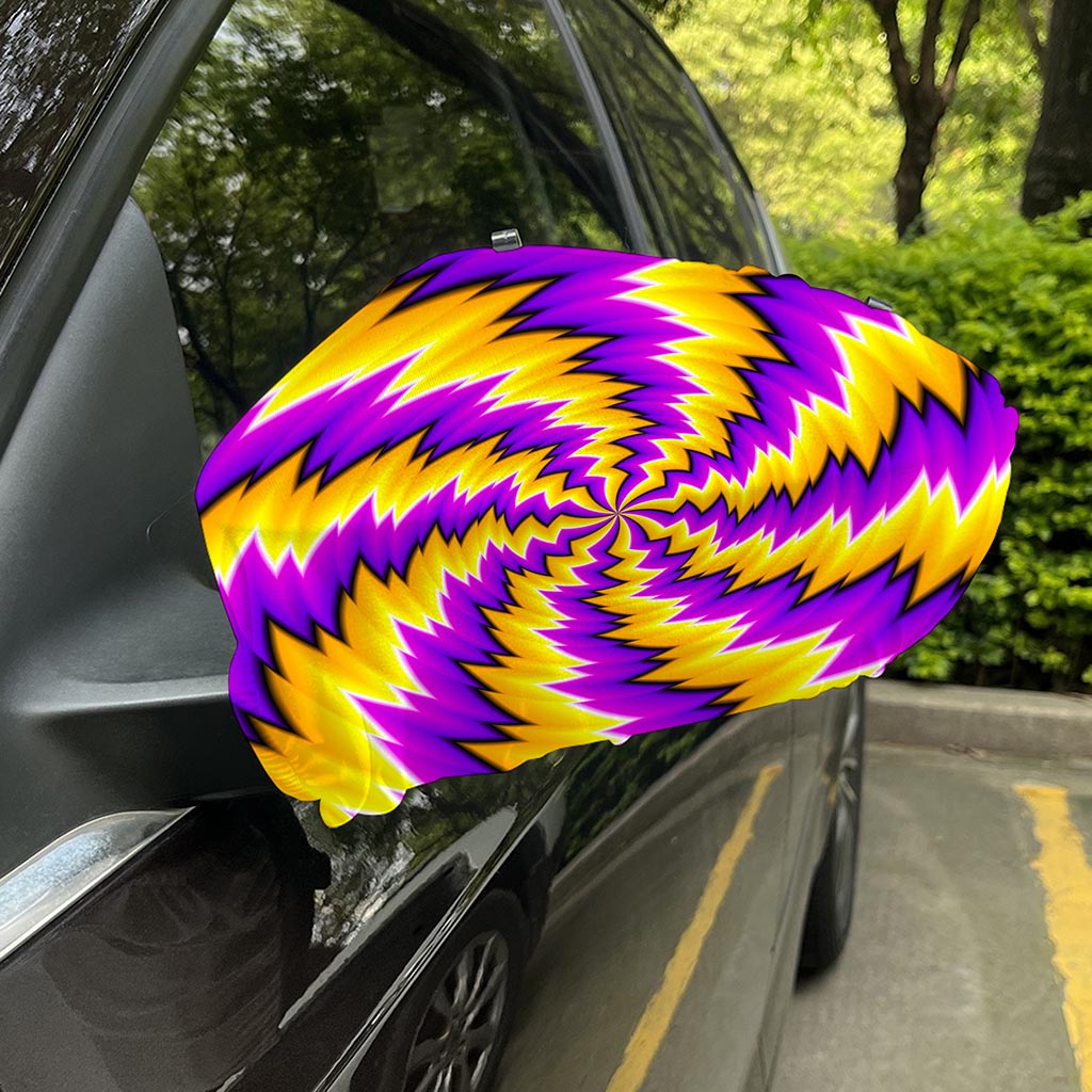 Yellow Vortex Moving Optical Illusion Car Side Mirror Covers