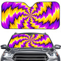 Yellow Vortex Moving Optical Illusion Car Windshield Sun Shade