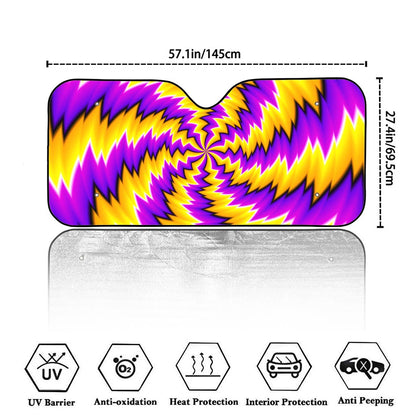 Yellow Vortex Moving Optical Illusion Car Windshield Sun Shade
