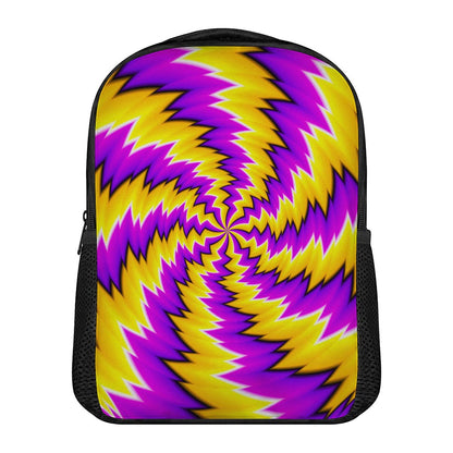 Yellow Vortex Moving Optical Illusion Casual Backpack