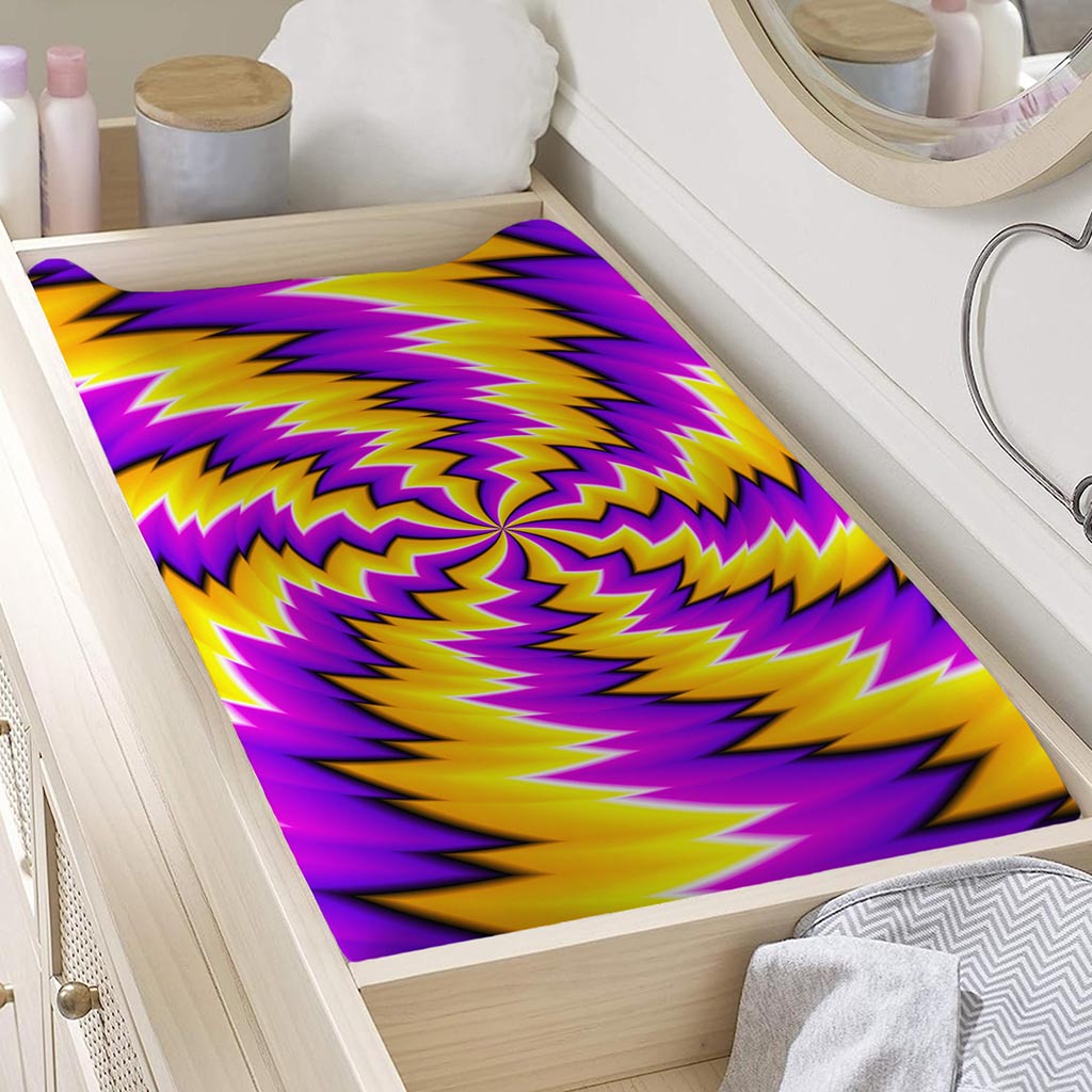 Yellow Vortex Moving Optical Illusion Changing Pad Cover