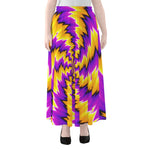Yellow Vortex Moving Optical Illusion Chiffon Maxi Skirt