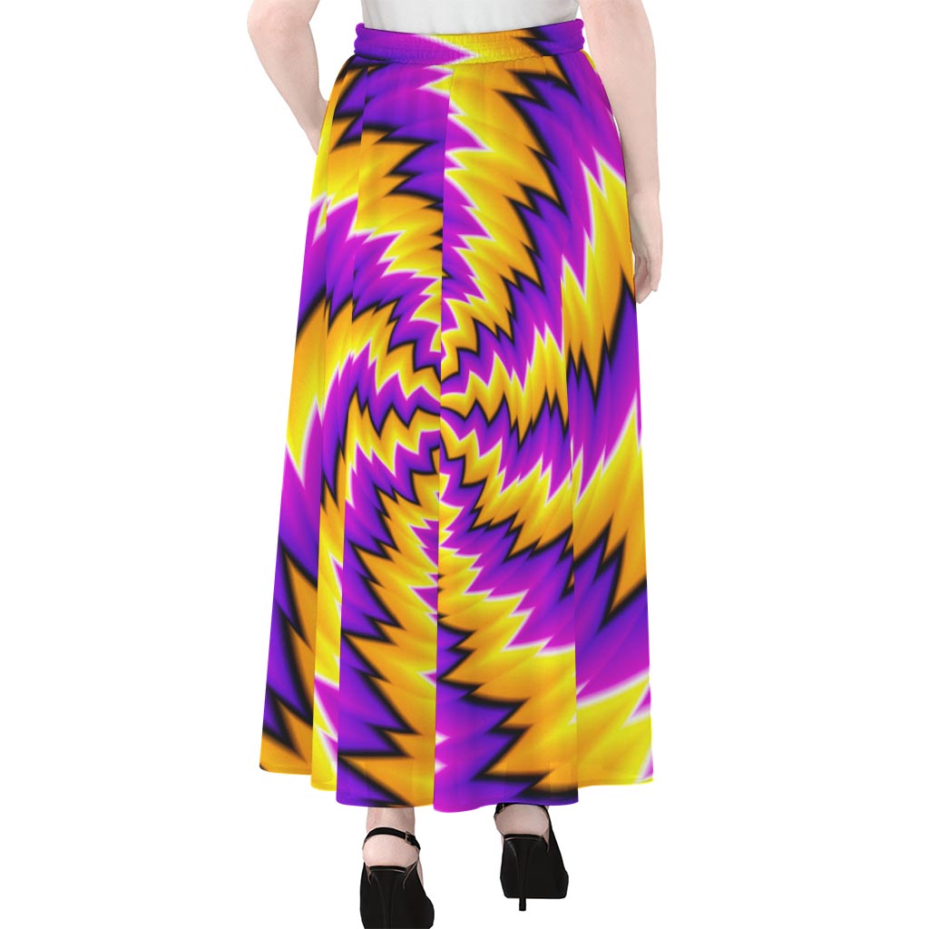 Yellow Vortex Moving Optical Illusion Chiffon Maxi Skirt