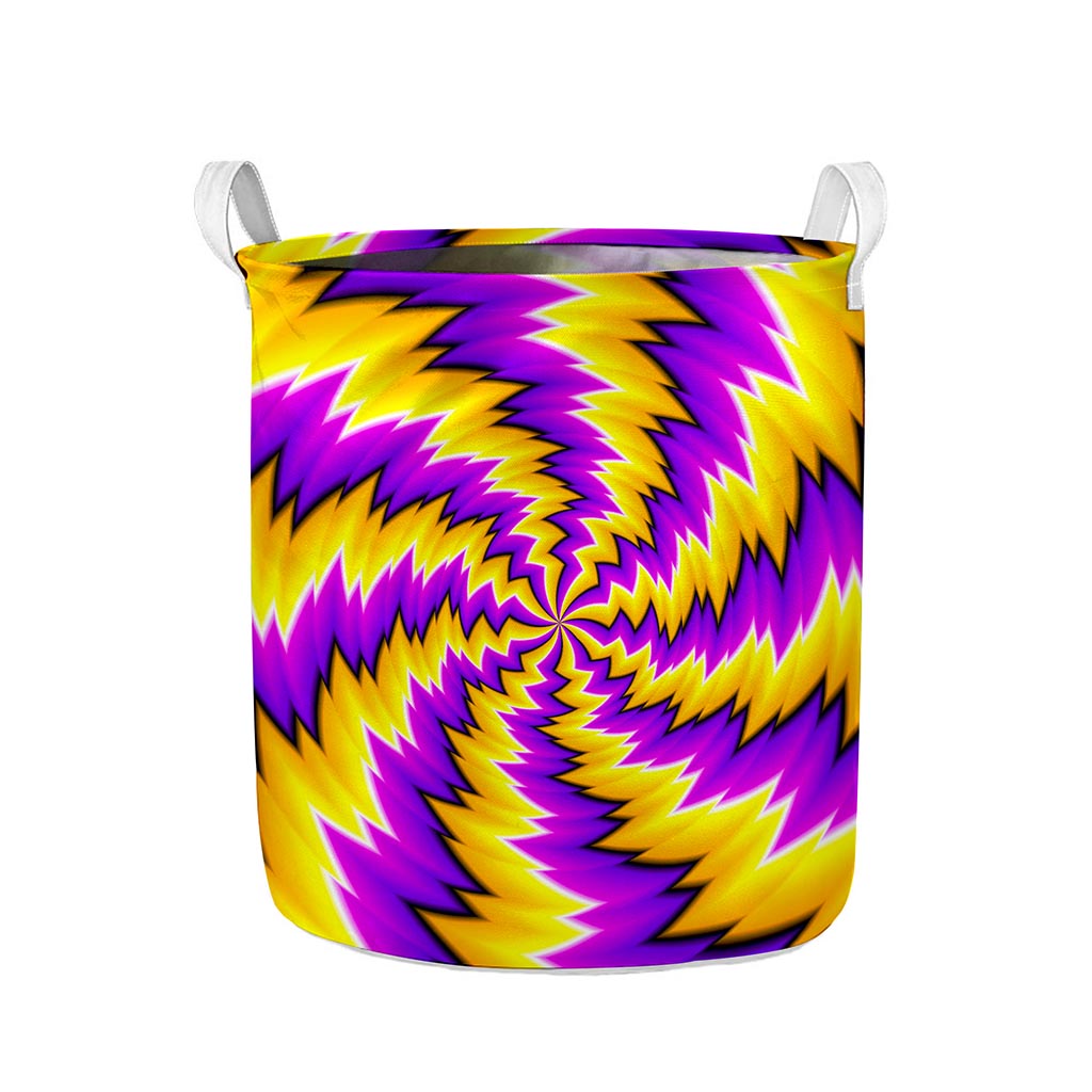 Yellow Vortex Moving Optical Illusion Collapsible Laundry Basket