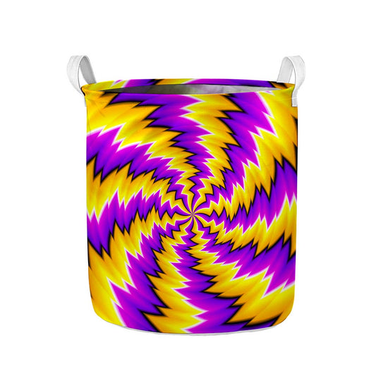 Yellow Vortex Moving Optical Illusion Collapsible Laundry Basket