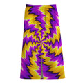 Yellow Vortex Moving Optical Illusion Cotton Front Slit Maxi Skirt