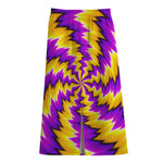 Yellow Vortex Moving Optical Illusion Cotton Front Slit Maxi Skirt