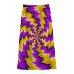 Yellow Vortex Moving Optical Illusion Cotton Front Slit Maxi Skirt