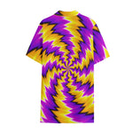 Yellow Vortex Moving Optical Illusion Cotton Hawaiian Shirt