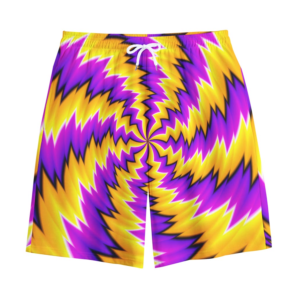 Yellow Vortex Moving Optical Illusion Cotton Shorts