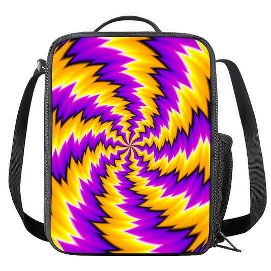Yellow Vortex Moving Optical Illusion Crossbody Lunch Bag
