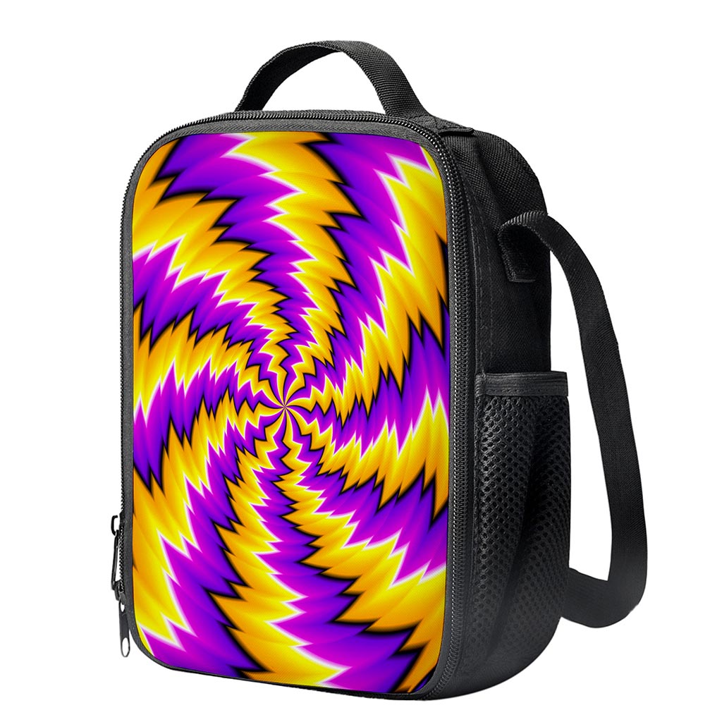 Yellow Vortex Moving Optical Illusion Crossbody Lunch Bag