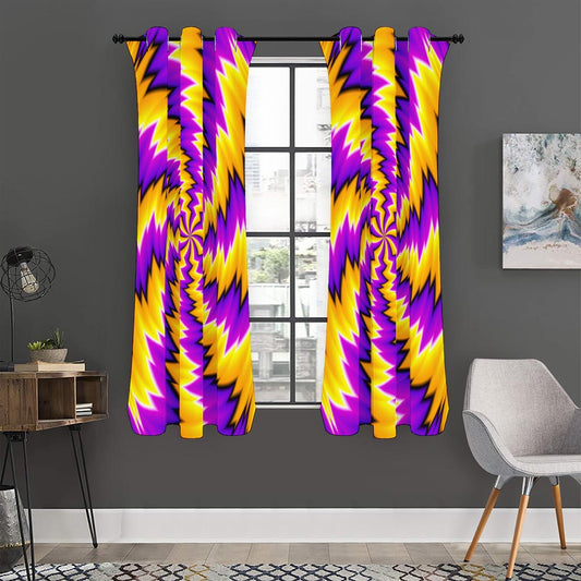 Yellow Vortex Moving Optical Illusion Curtain