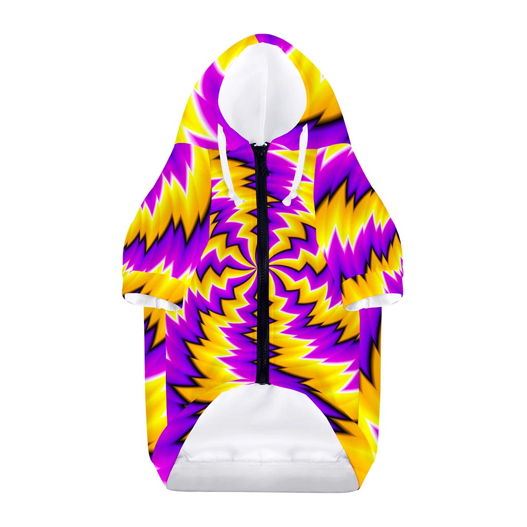 Yellow Vortex Moving Optical Illusion Dog Zip Up Hoodie