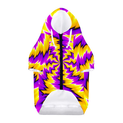 Yellow Vortex Moving Optical Illusion Dog Zip Up Hoodie